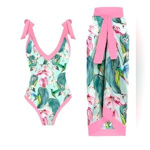 Flower One Piece Beach Set